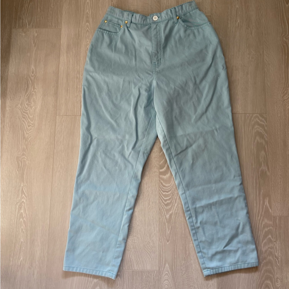 Viyella Petite Cotton Pants, Baby Blue, Size UK14 US 10 - Picture 1 of 11